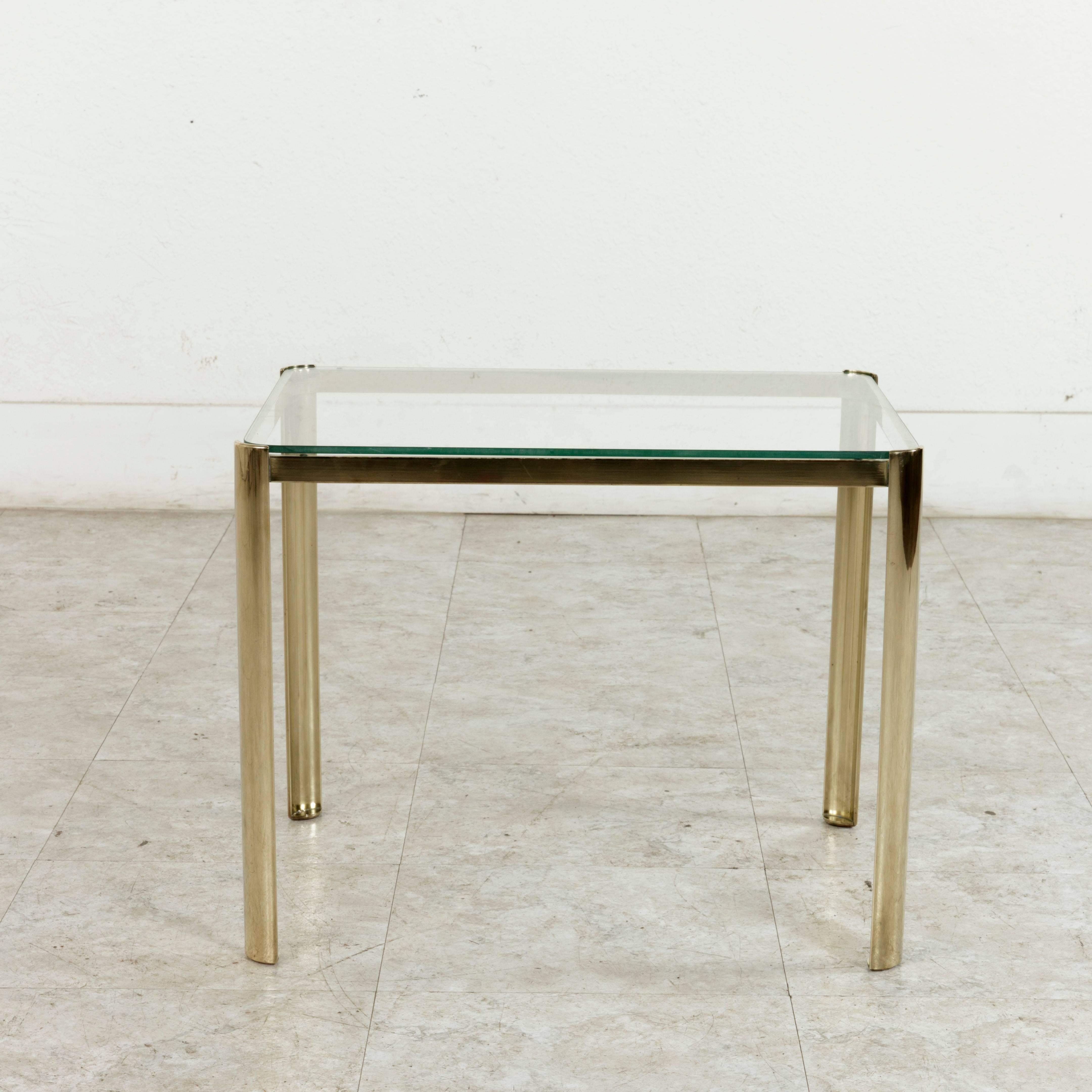 Midcentury French Bronze and Glass Side Table by Jacques Quinet for Broncz 1