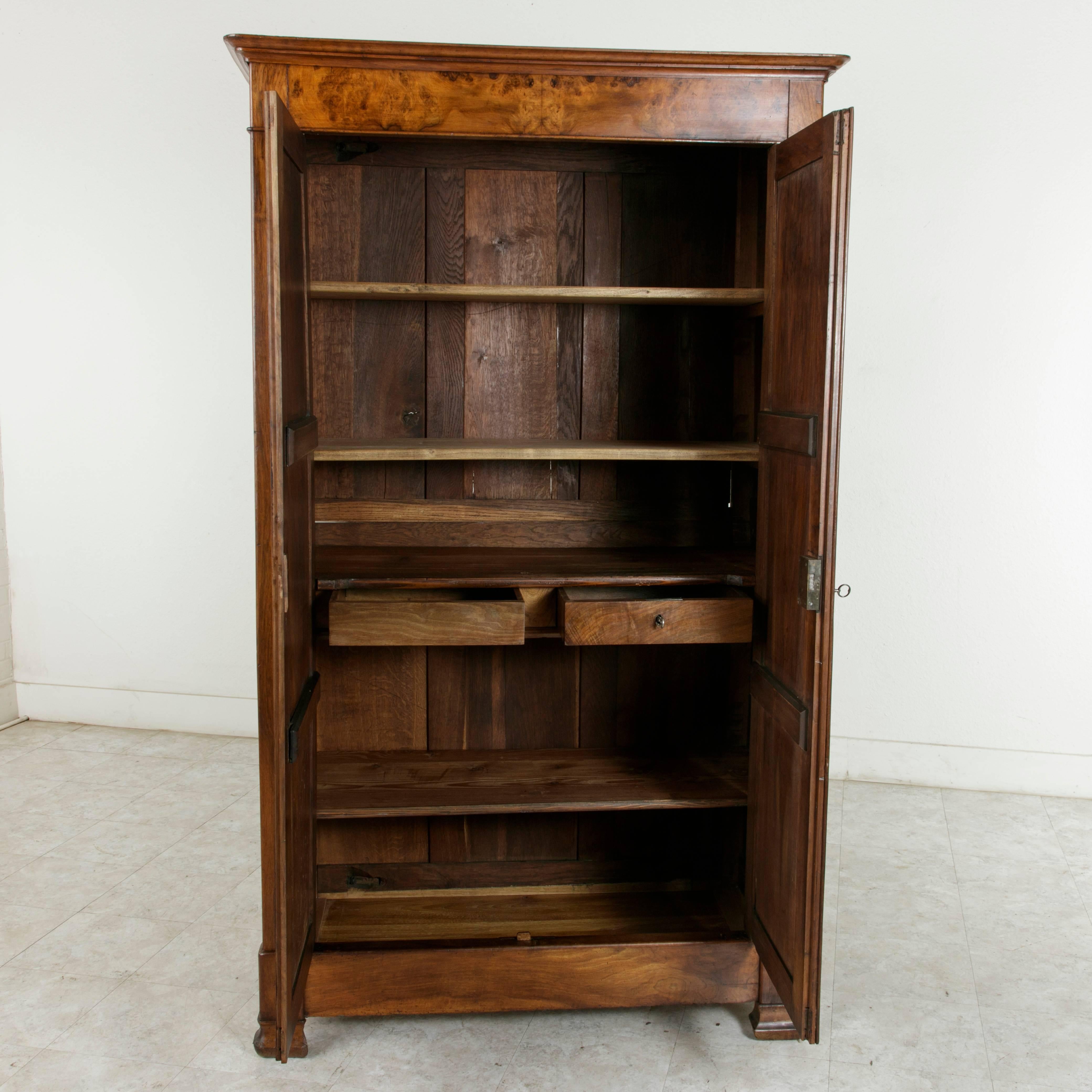 Small Scale Mid-19th Century French Louis Philippe Period Walnut Armoire 4