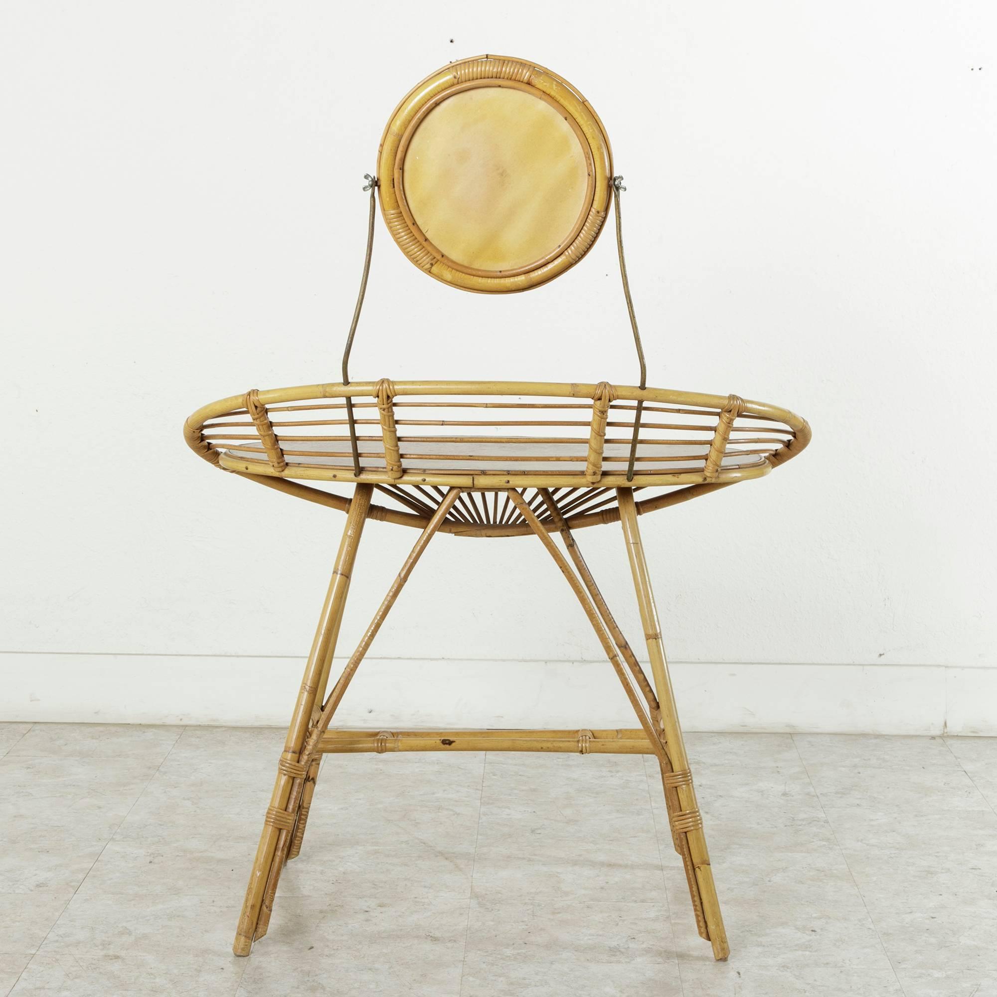 20th Century Striking Bentwood Art Deco Bamboo Table de Toilette or Vanity Table with Mirror