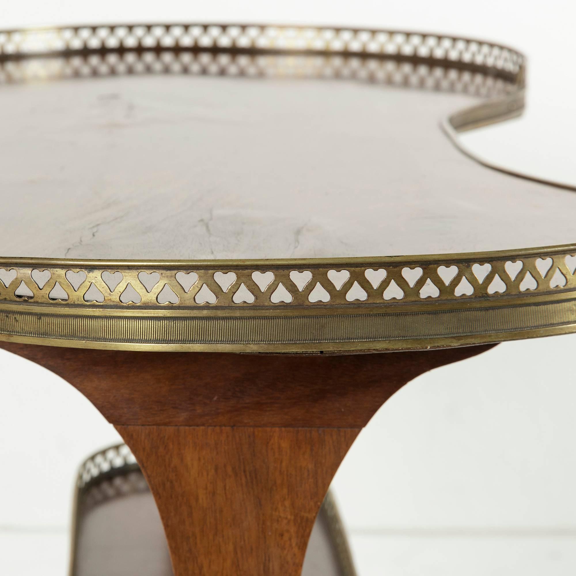 Restauration Period Rognon or Kidney Side Table in Mahogany with Bronze Gallery 4