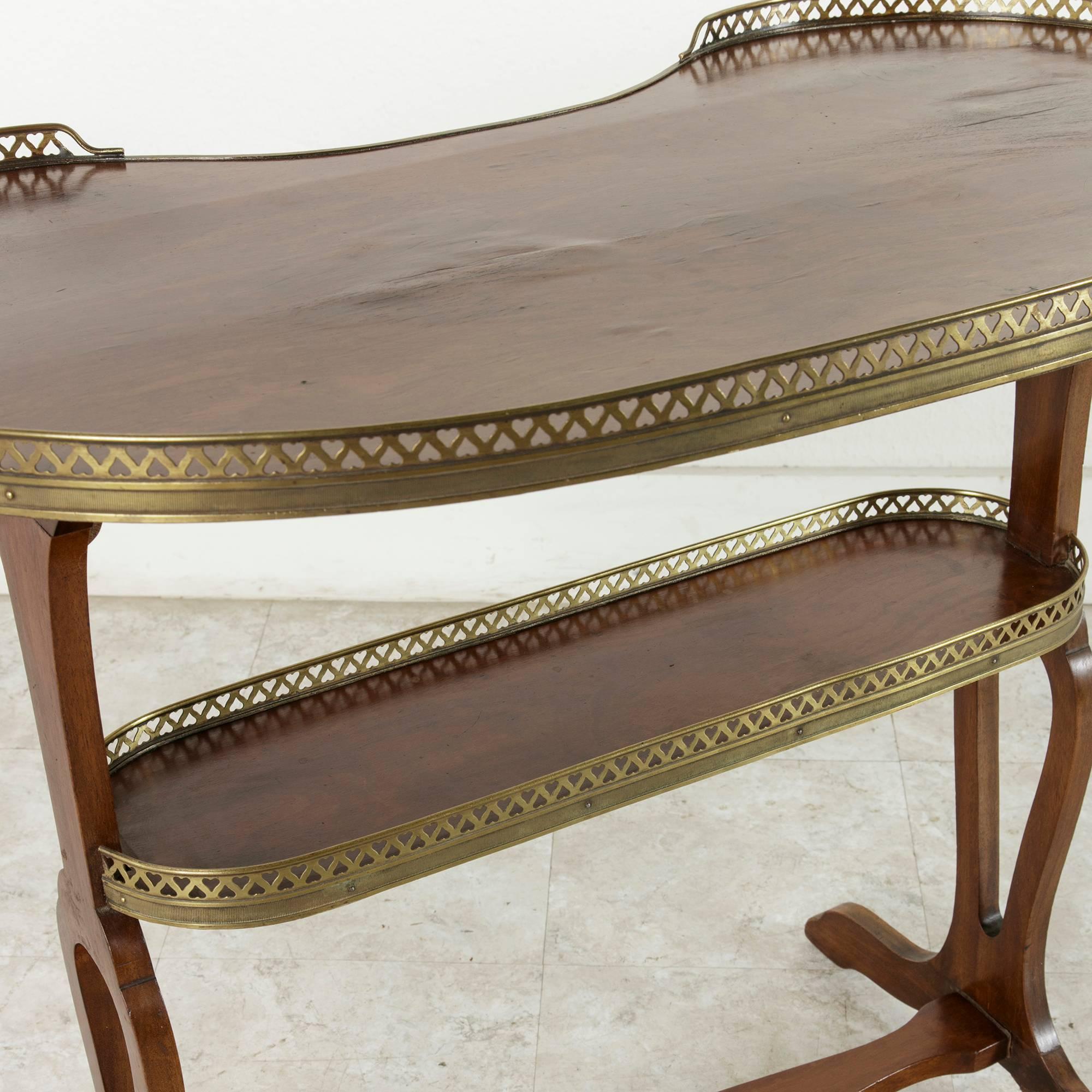 Restauration Period Rognon or Kidney Side Table in Mahogany with Bronze Gallery 3