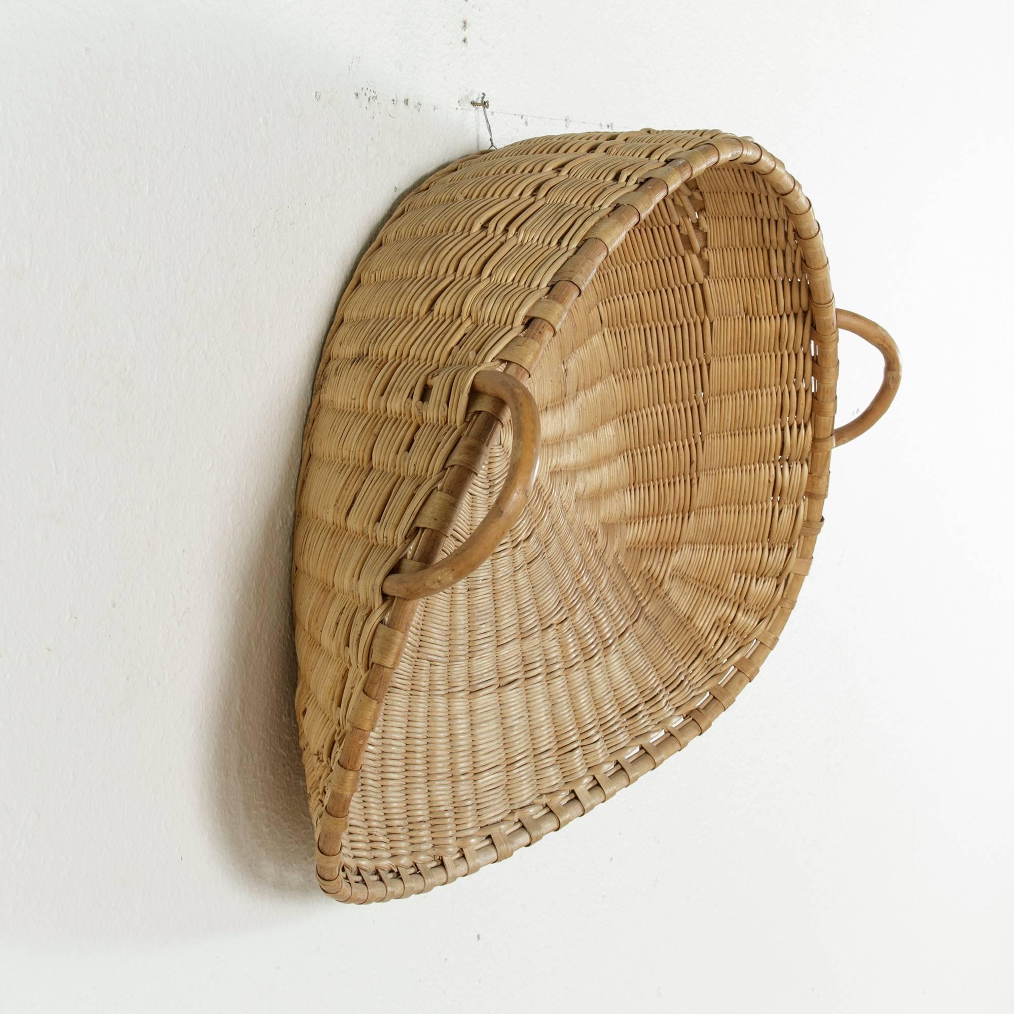 Rattan Large 19th Century French Winnowing Basket or Three Dimensional Wall Art