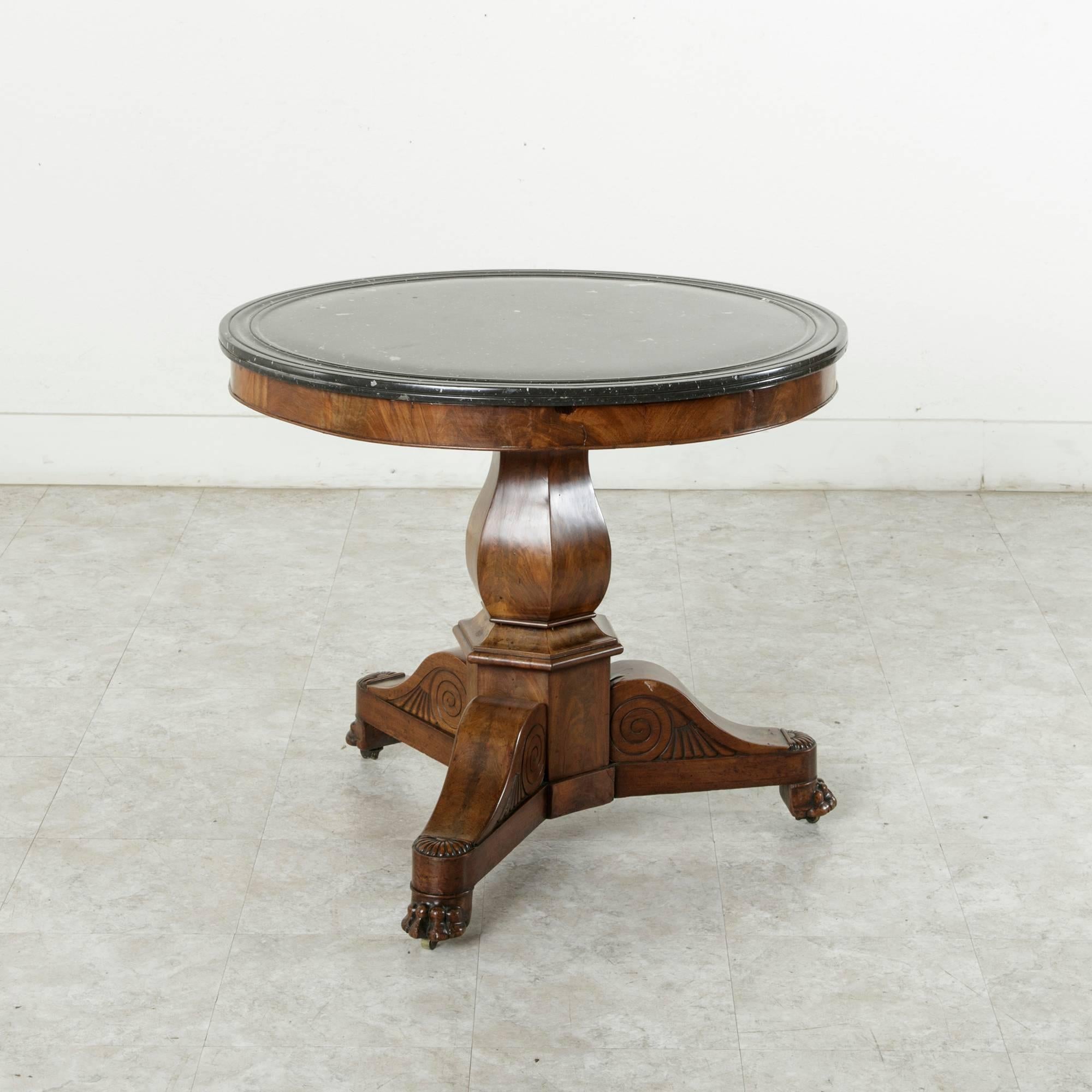 Soapstone 19th Century French Restauration Period Mahogany Gueridon or Pedestal Table