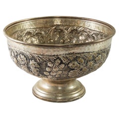 Retro Mid-Century Italian Silver Plate Champagne Bucket with Grapes and Grape Leaves