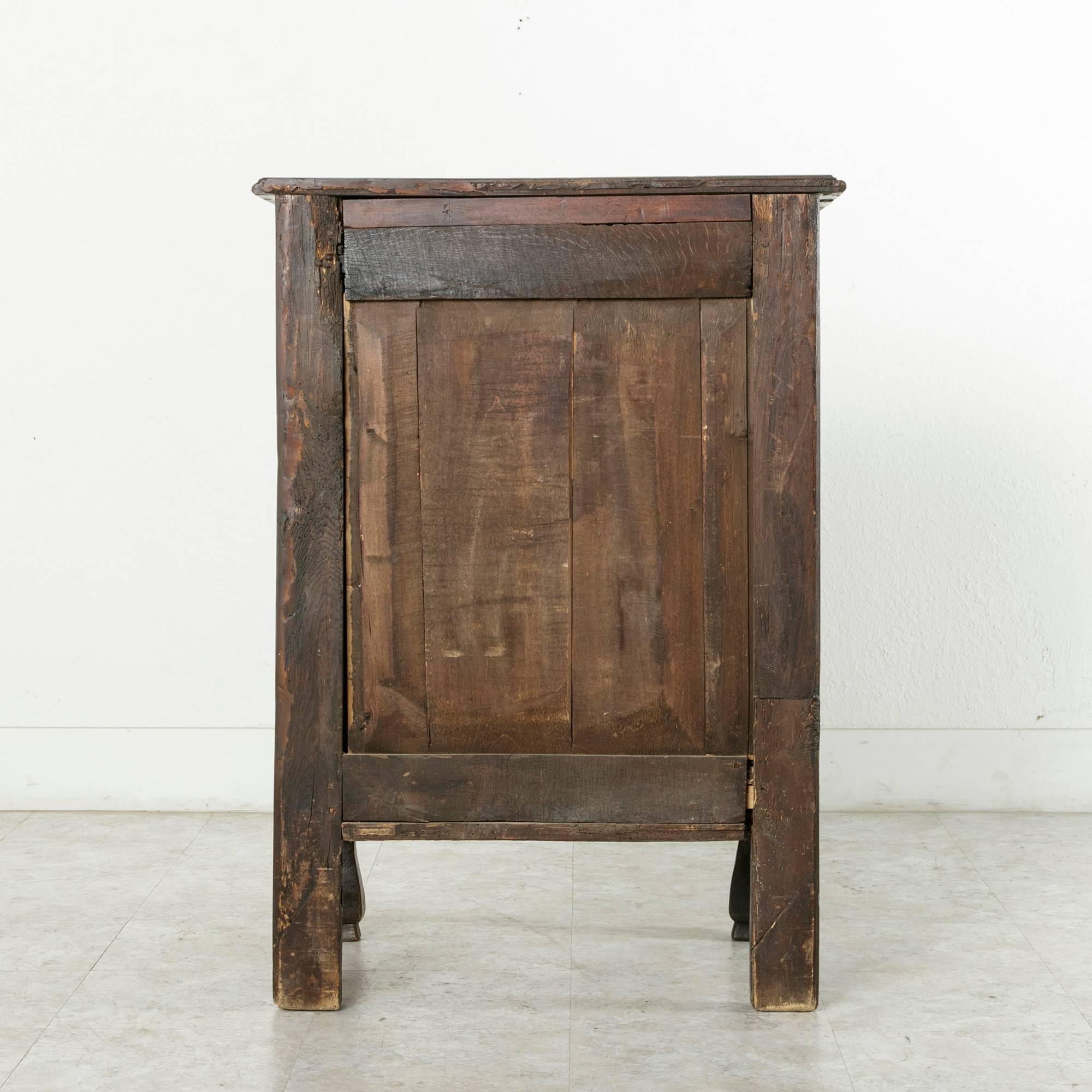 18th Century and Earlier 18th Century French Jam Cabinet of Solid Hand-Carved Oak with Iron Hardware