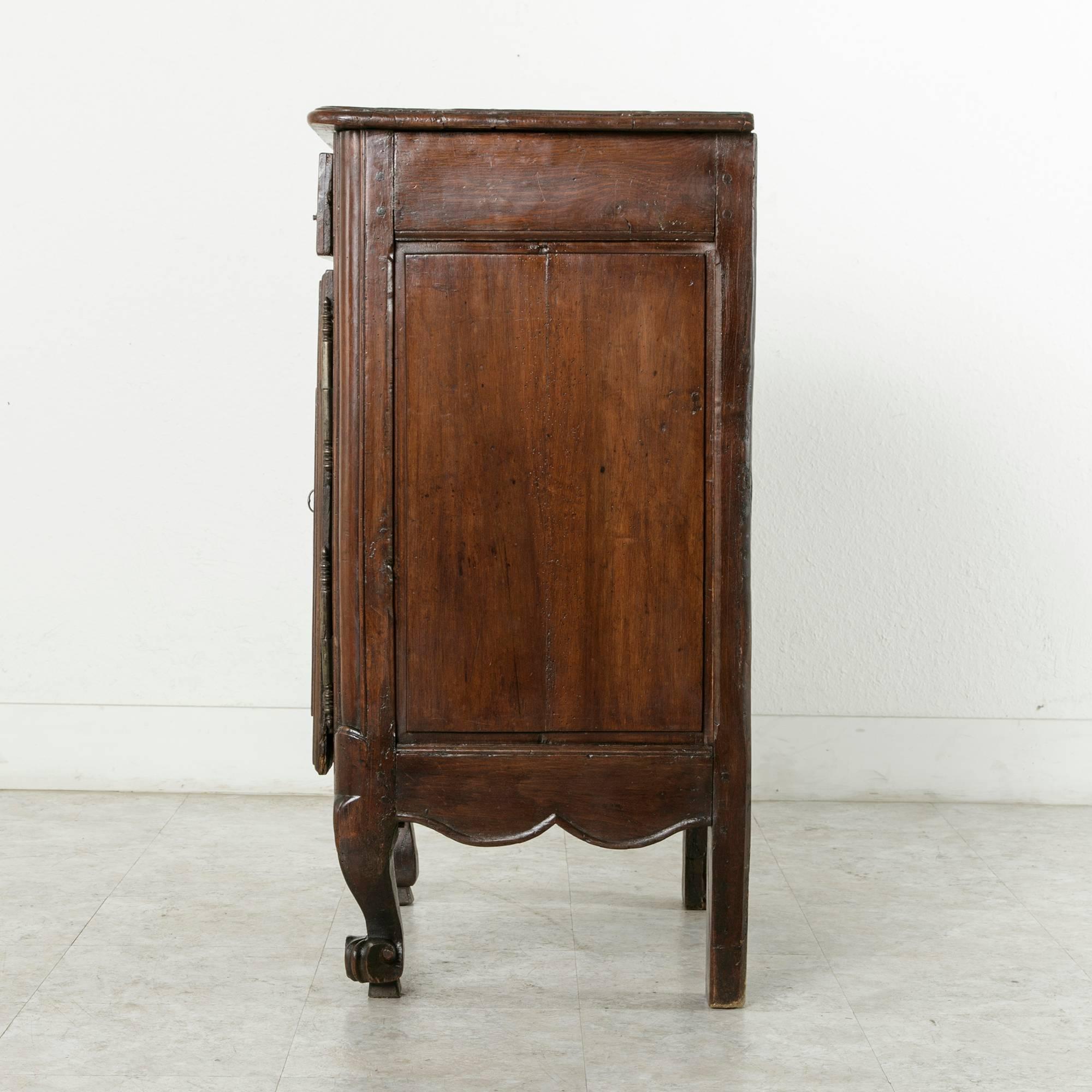 18th Century French Jam Cabinet of Solid Hand-Carved Oak with Iron Hardware 1