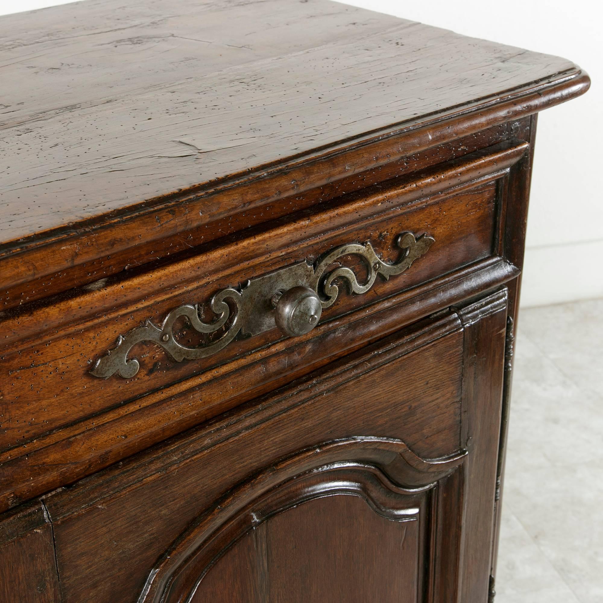 18th Century French Jam Cabinet of Solid Hand-Carved Oak with Iron Hardware 3