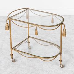 Mid-Century Italian Gilt Metal Rope and Tassel Bart Cart