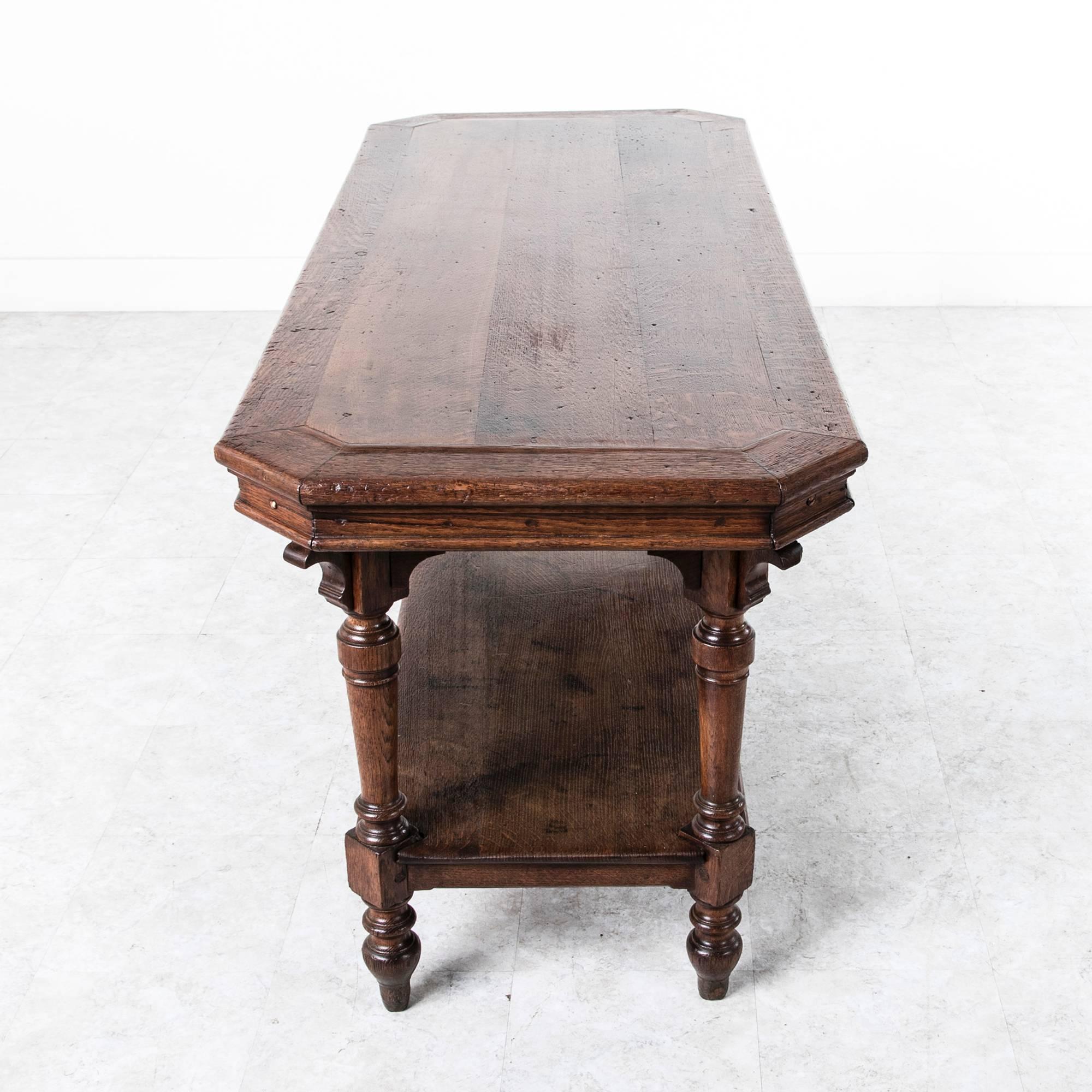 Oak Antique French Silk Trader's Fabric Presentation Table Kitchen Island or Console