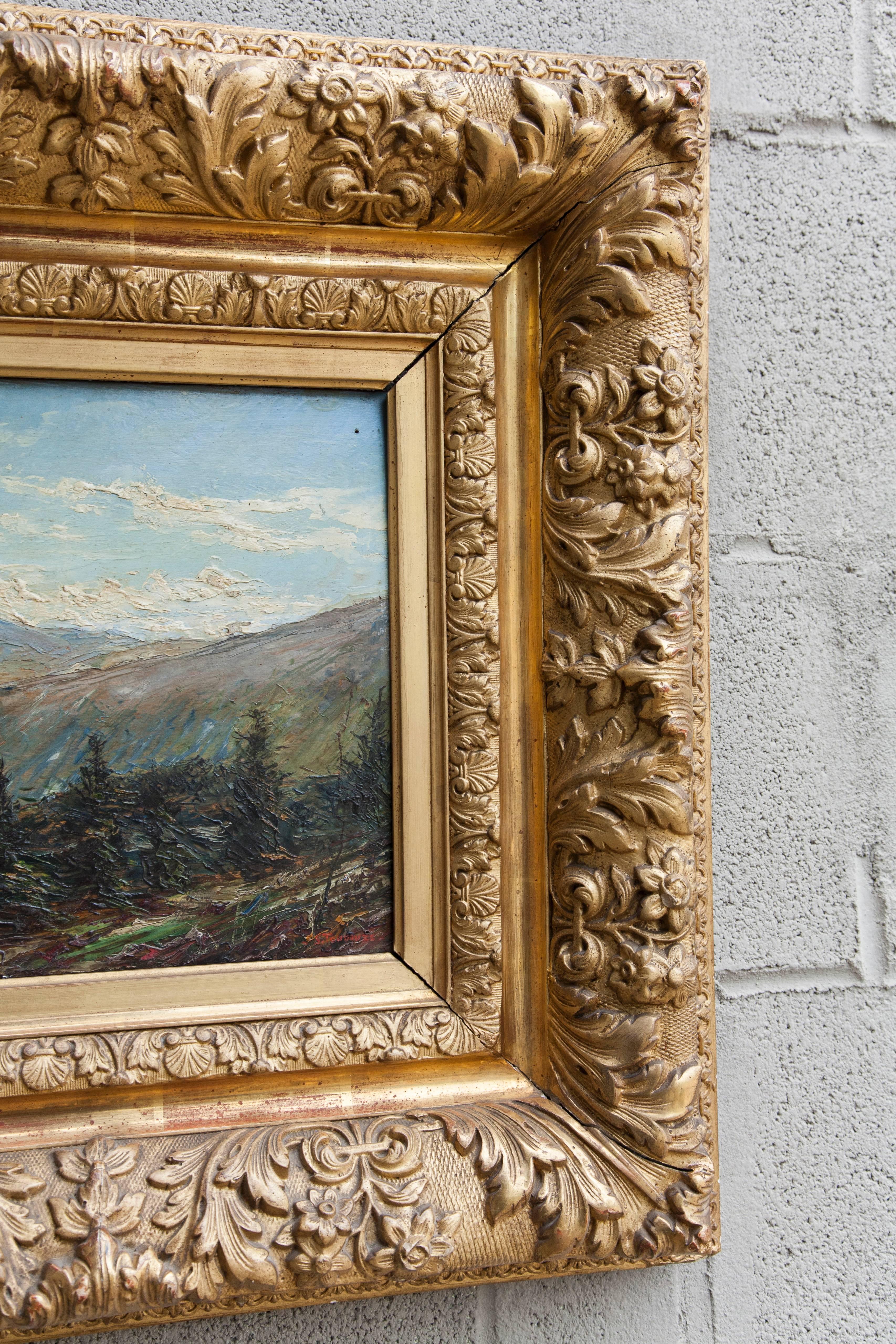 Signed Original 19th Century Landscape Oil Painting in Museum Frame by S. Toudou 3