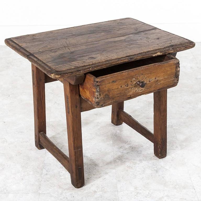 19th Century French Rustic Primitive Style Pine Side Table with Drawer at 1stDibs primitive