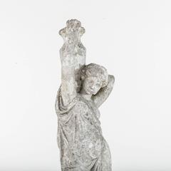 Antique French Classical Greek Female Stone Garden Statue