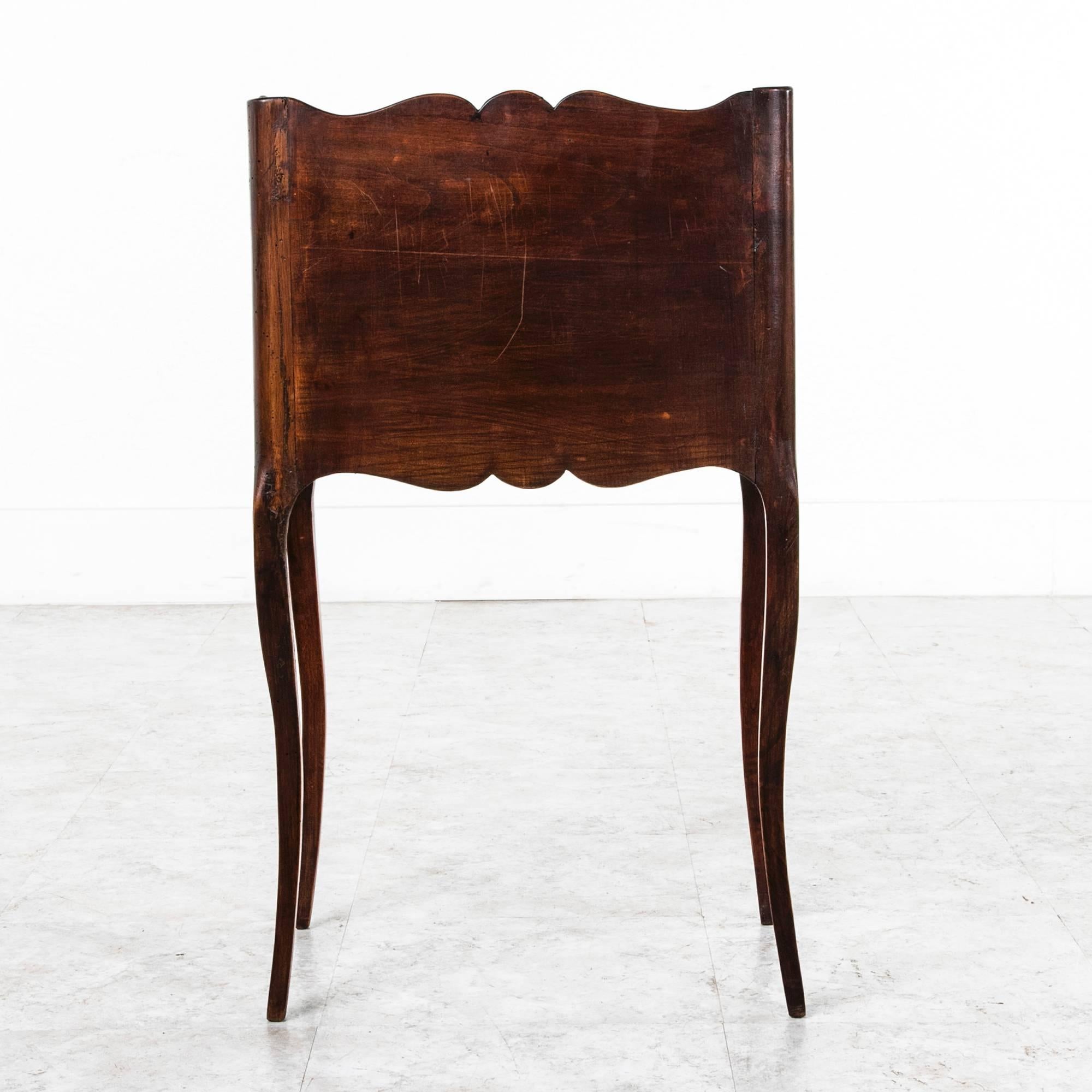 Early 20th Century Antique French Hand-Carved Walnut Nighstand with Slim Cabriole Legs