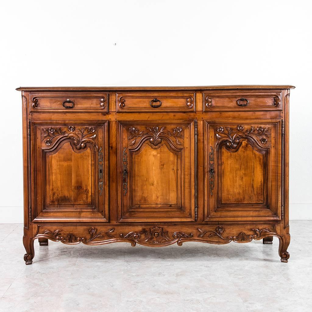 Antique French Hand-Carved Solid Cherry Tall Buffet or Enfilade 3