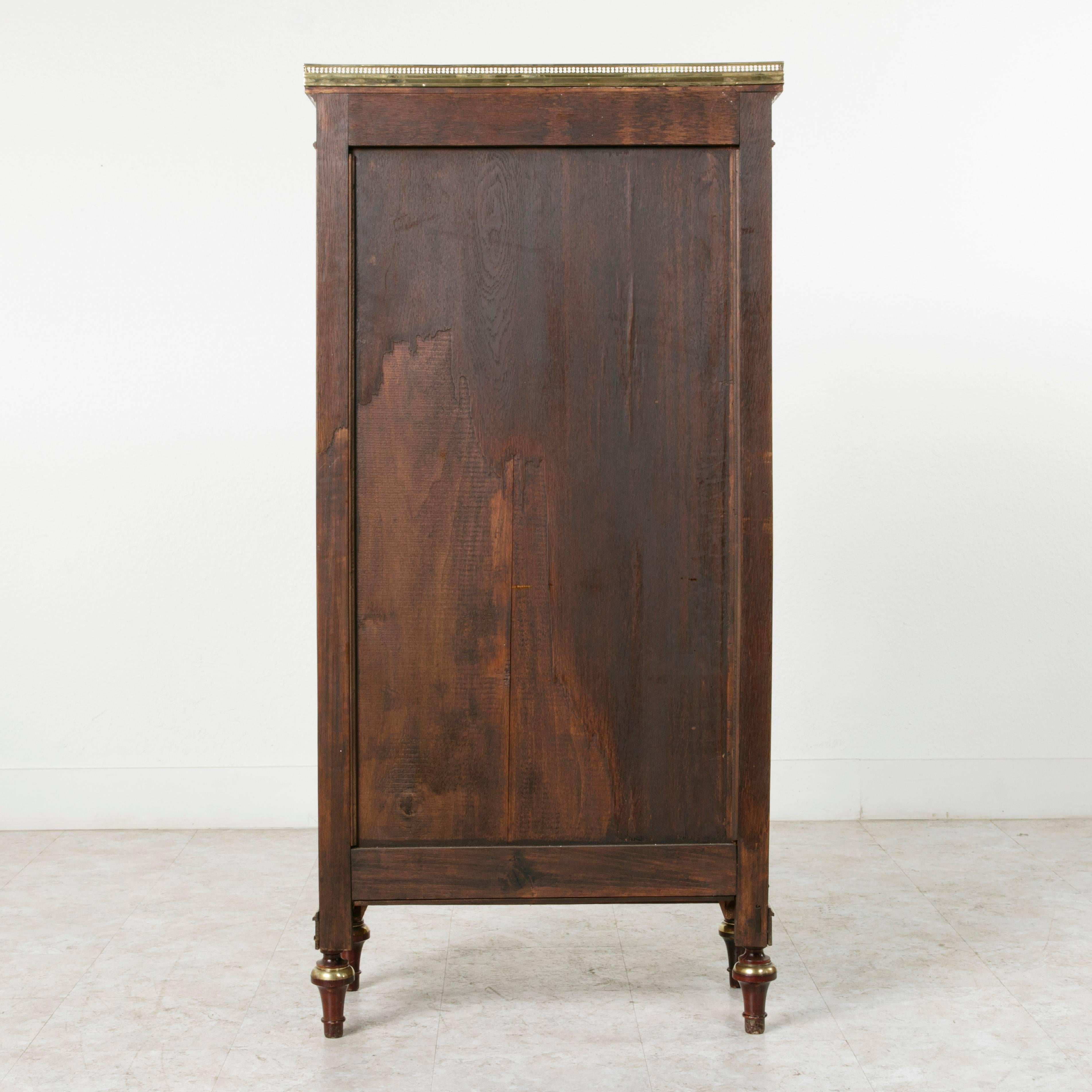 French Louis XVI Mahogany Vitrine Cabinet with Bronze Banding and Marble 5