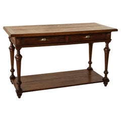 Early 20th C. French Oak Silk Trader's Table, Draper's Table, or Kitchen Island
