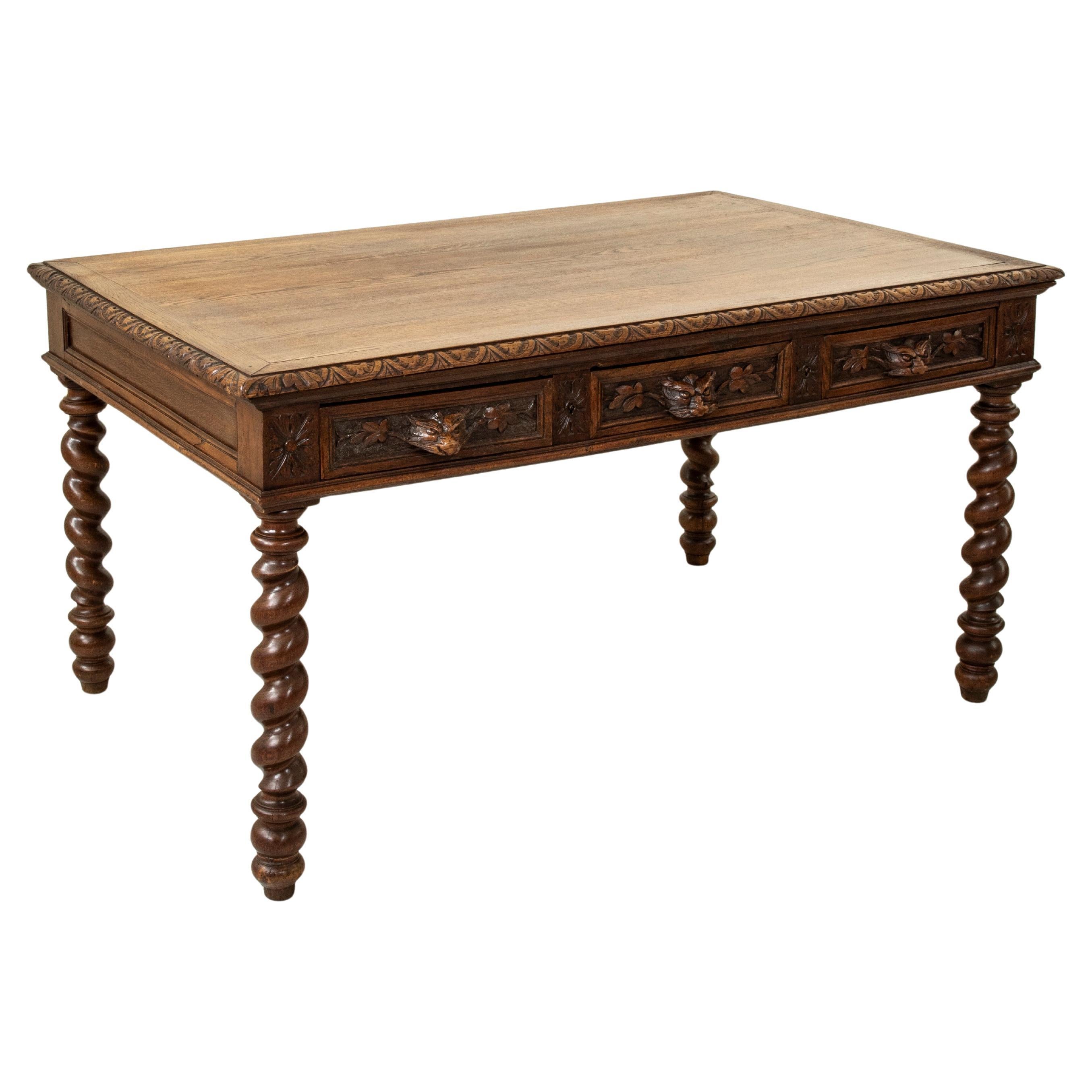 19. Jahrhundert Französisch HENRY II Hand geschnitzt Eiche Partner's Desk, Schubladen jeder Seite im Angebot
