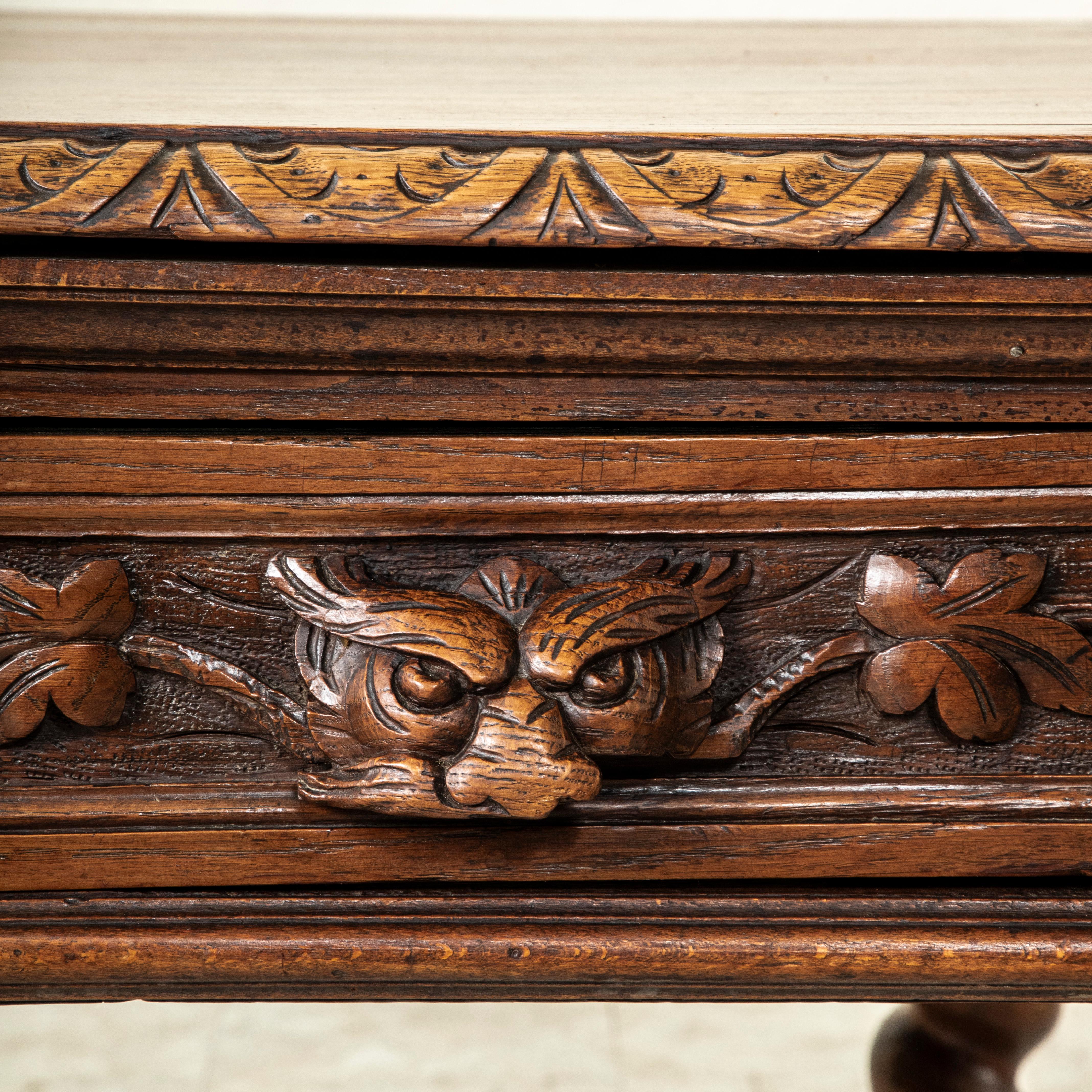 19. Jahrhundert Französisch HENRY II Hand geschnitzt Eiche Partner's Desk, Schubladen jeder Seite im Angebot 3