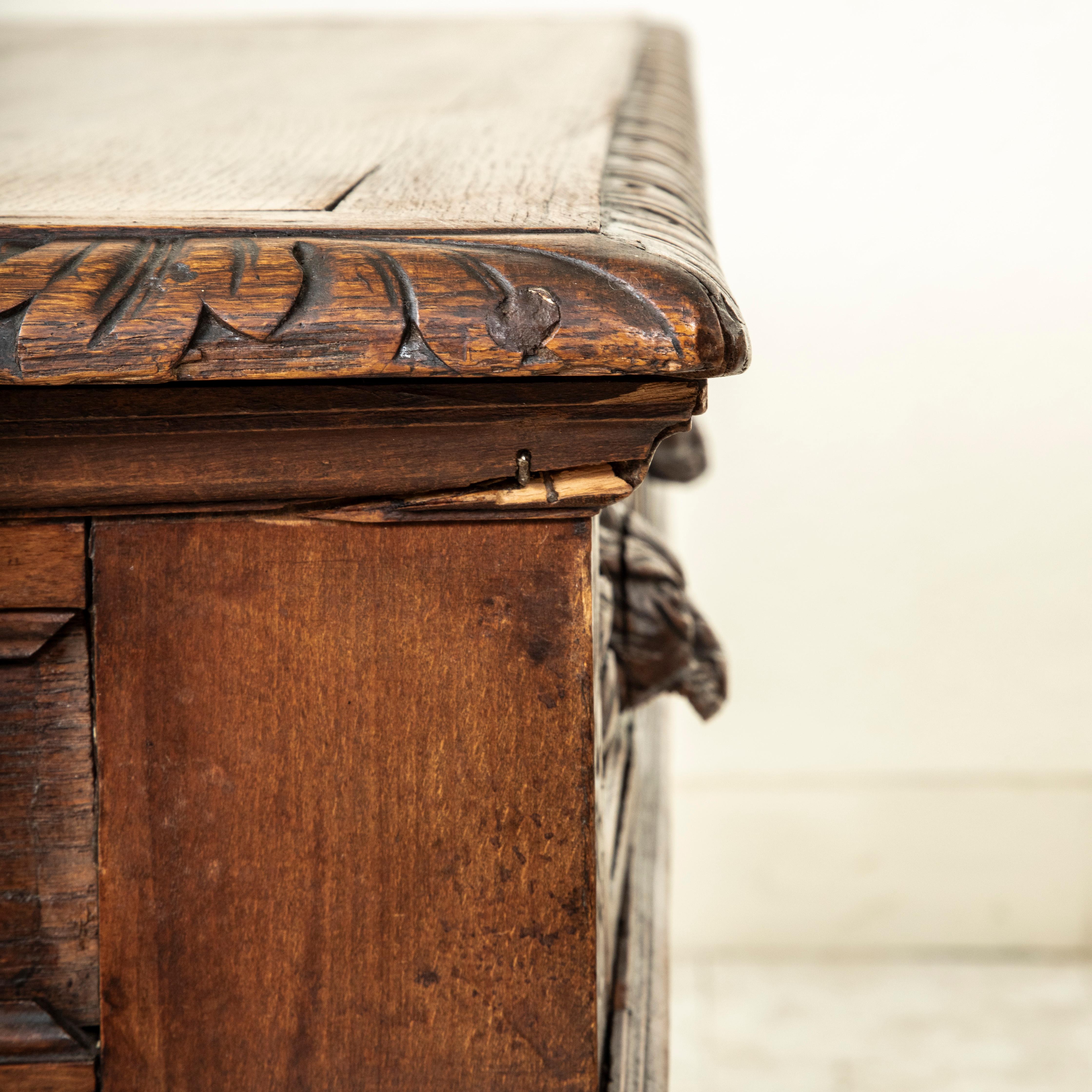 19. Jahrhundert Französisch HENRY II Hand geschnitzt Eiche Partner's Desk, Schubladen jeder Seite im Angebot 7