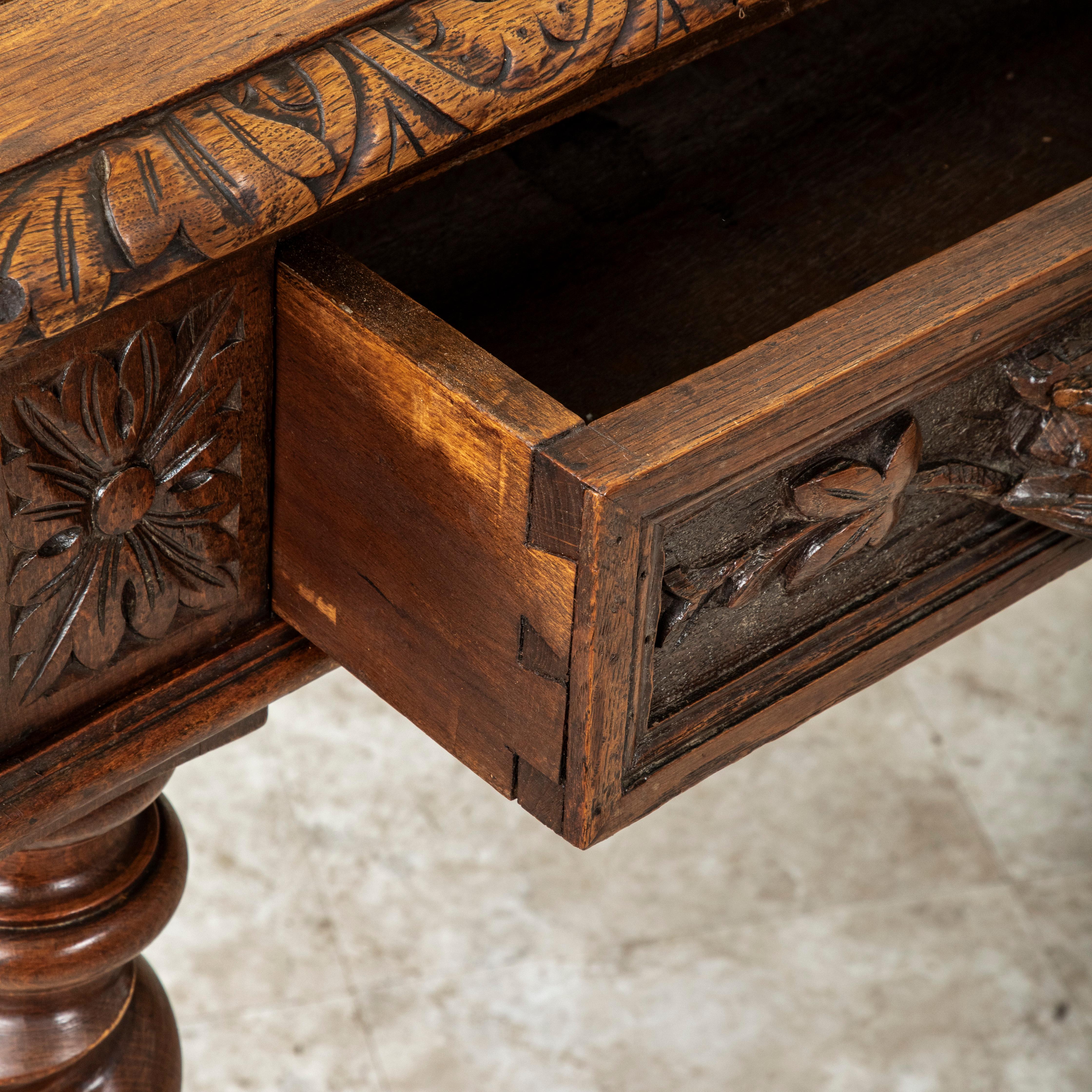 19. Jahrhundert Französisch HENRY II Hand geschnitzt Eiche Partner's Desk, Schubladen jeder Seite im Angebot 2