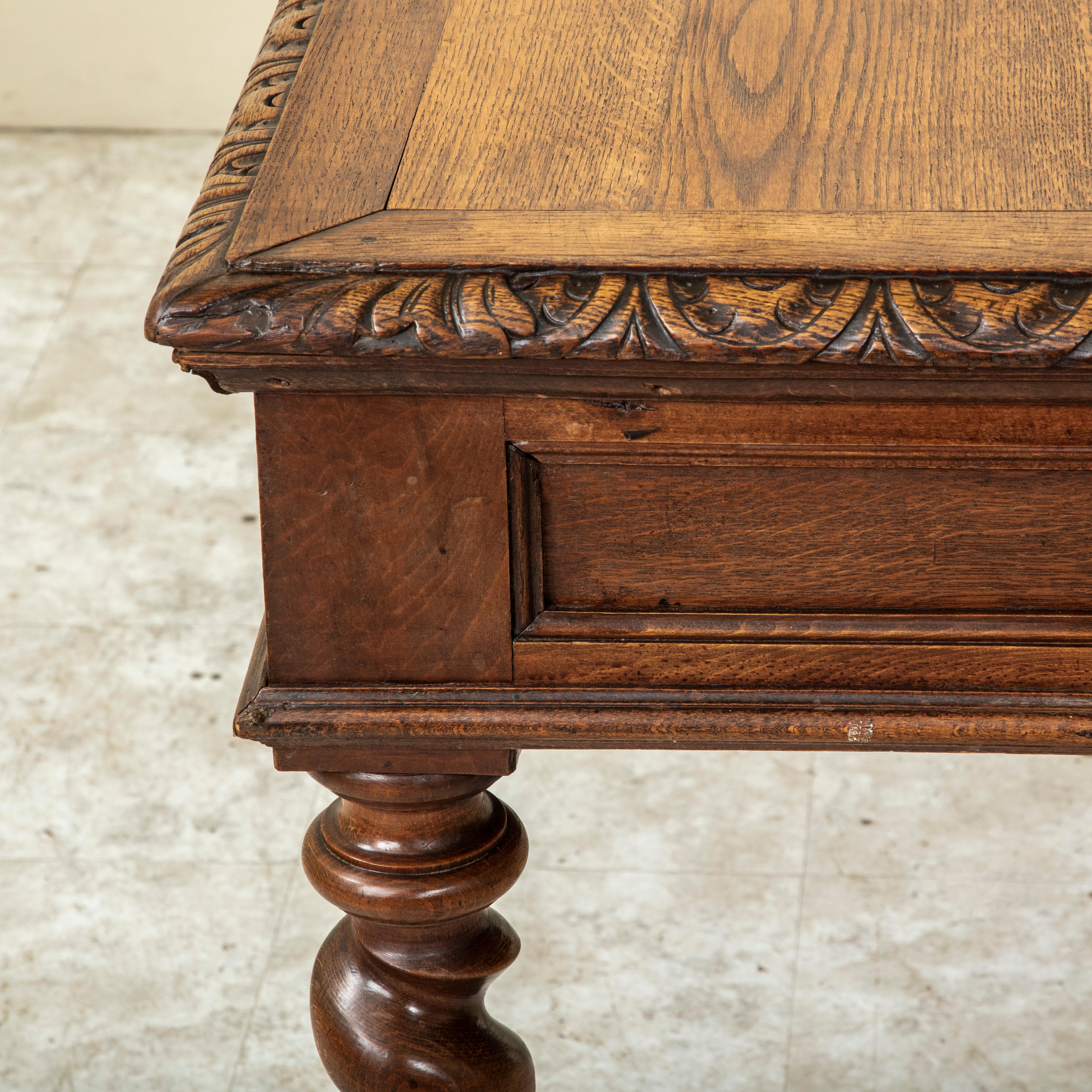 19. Jahrhundert Französisch HENRY II Hand geschnitzt Eiche Partner's Desk, Schubladen jeder Seite im Angebot 5