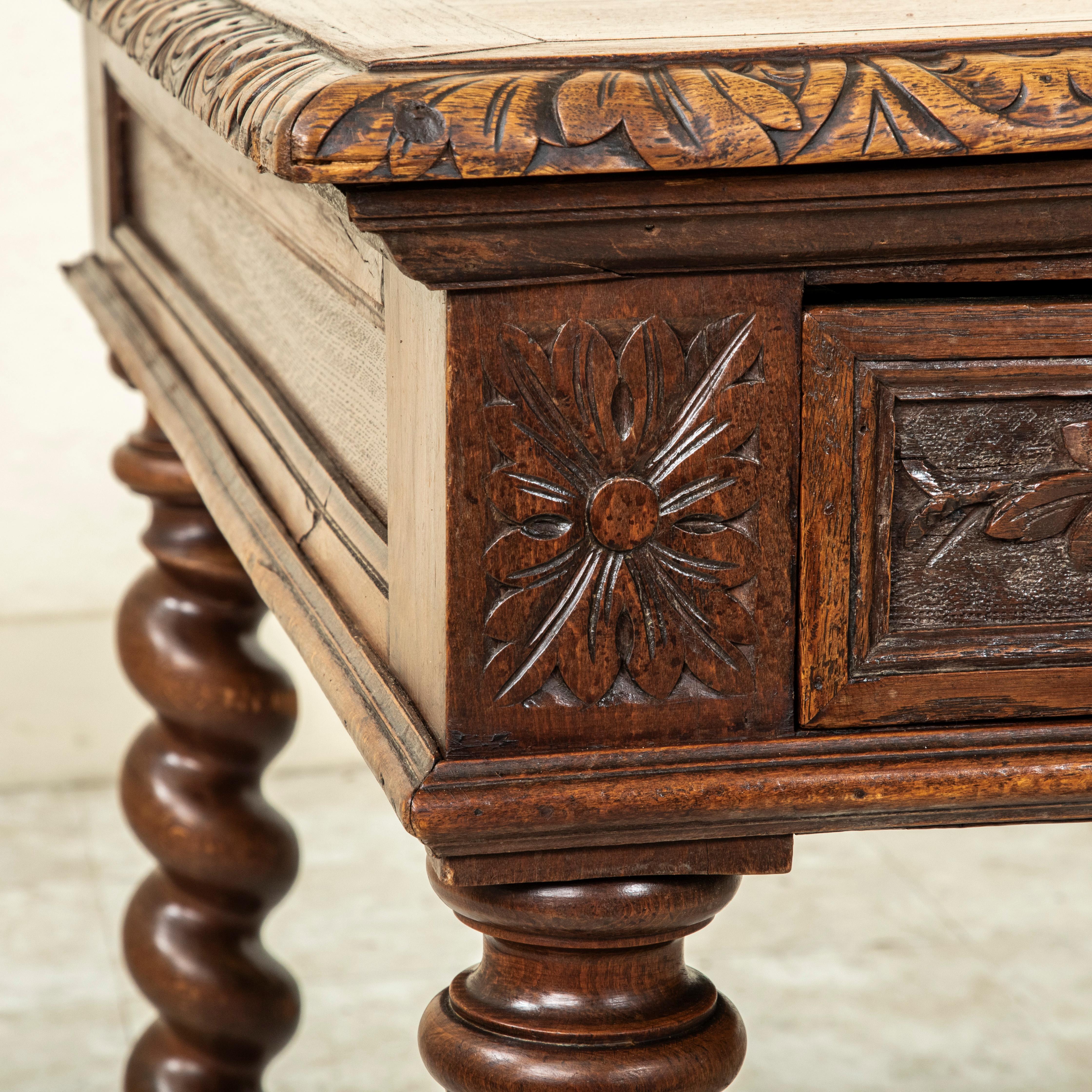 19. Jahrhundert Französisch HENRY II Hand geschnitzt Eiche Partner's Desk, Schubladen jeder Seite im Angebot 4