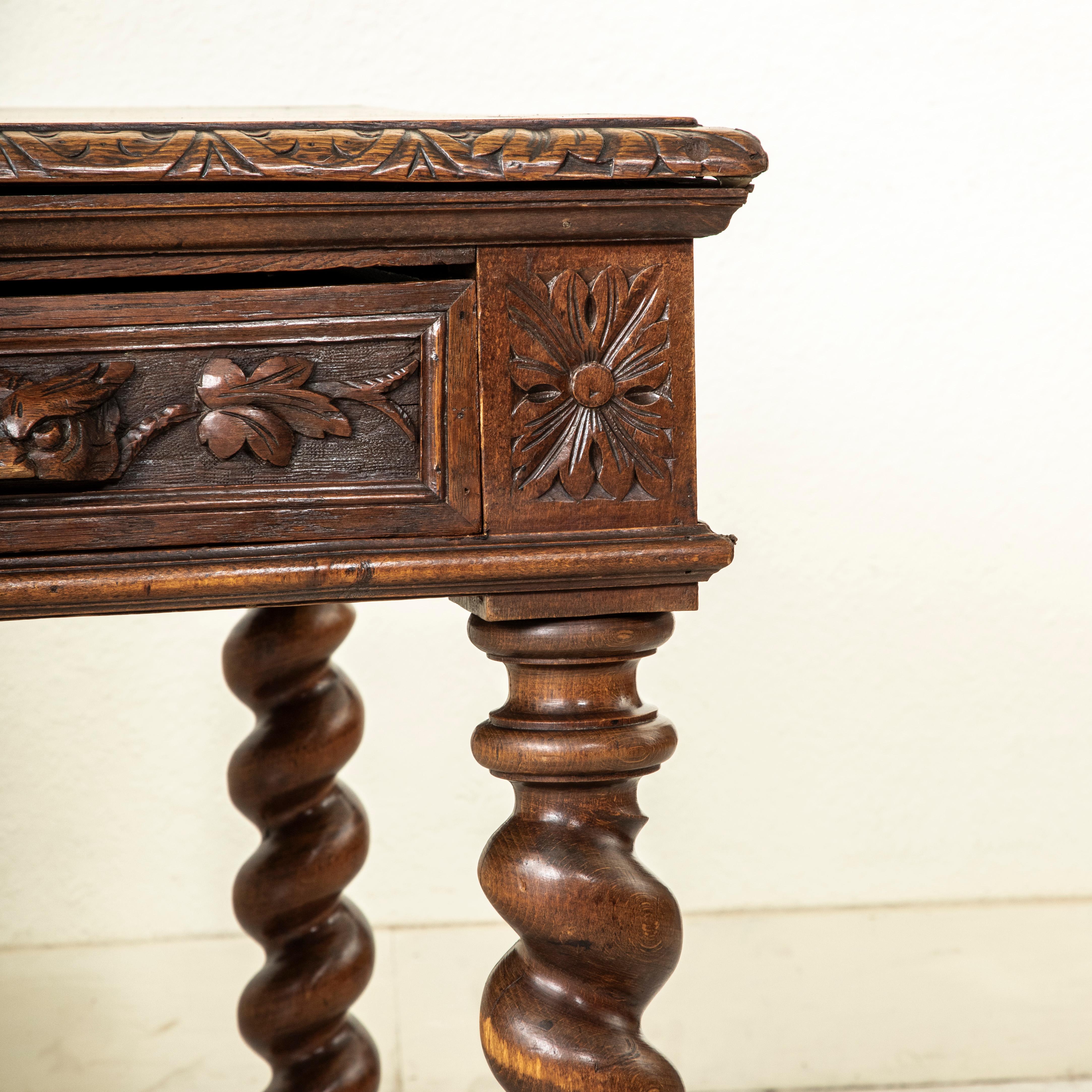 19. Jahrhundert Französisch HENRY II Hand geschnitzt Eiche Partner's Desk, Schubladen jeder Seite im Angebot 9