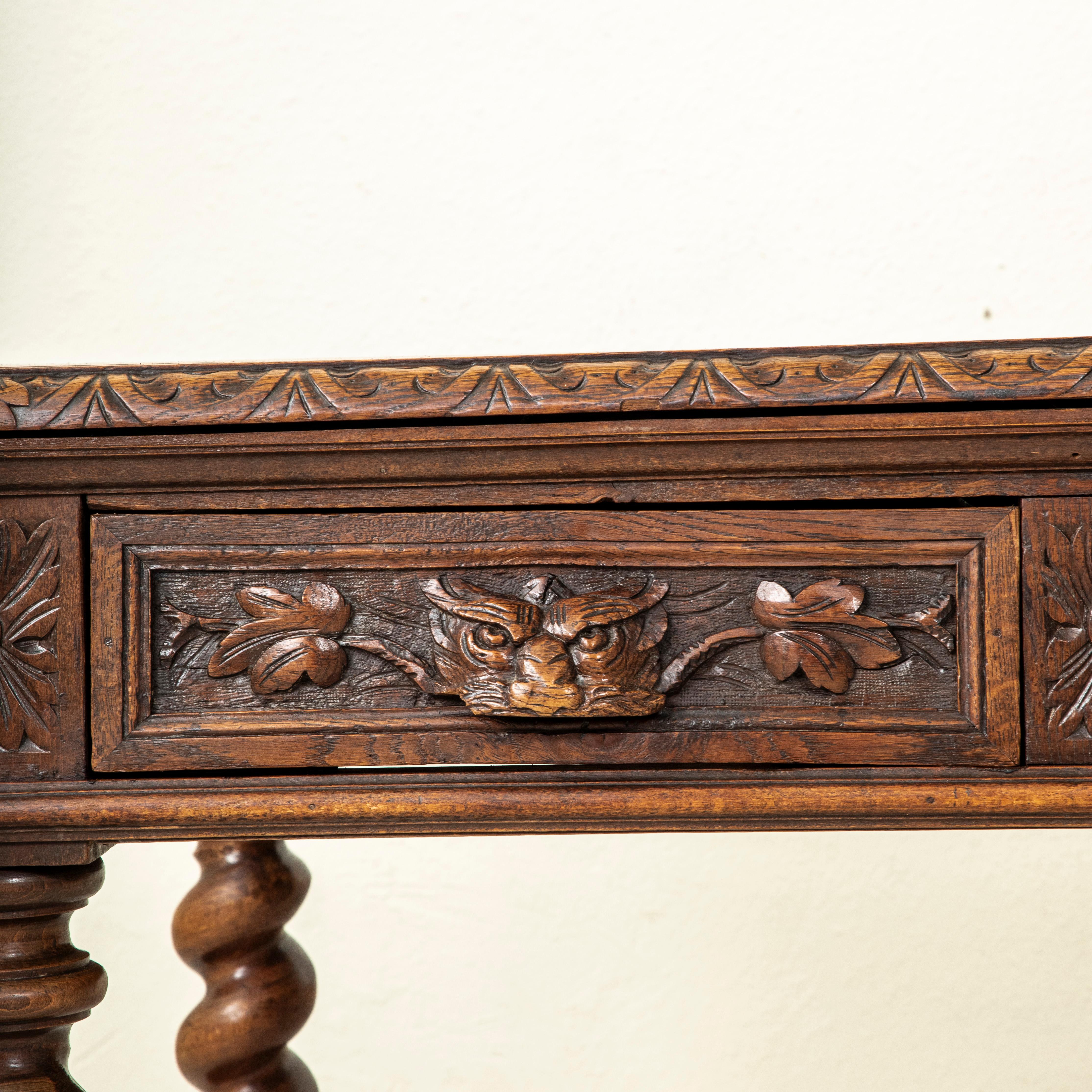 19. Jahrhundert Französisch HENRY II Hand geschnitzt Eiche Partner's Desk, Schubladen jeder Seite im Angebot 12