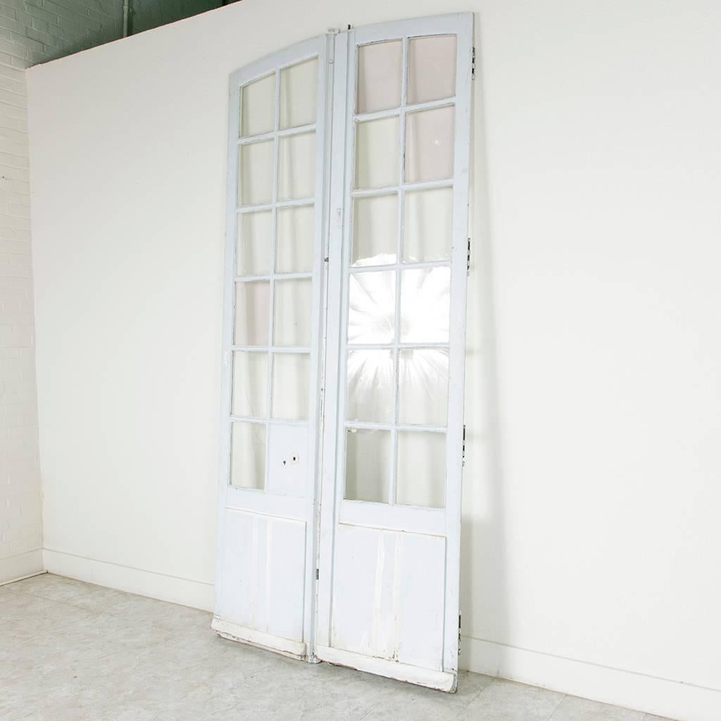 Monumental Pair of Arched 18th Century French Chateau Doors with Blown Glass 5