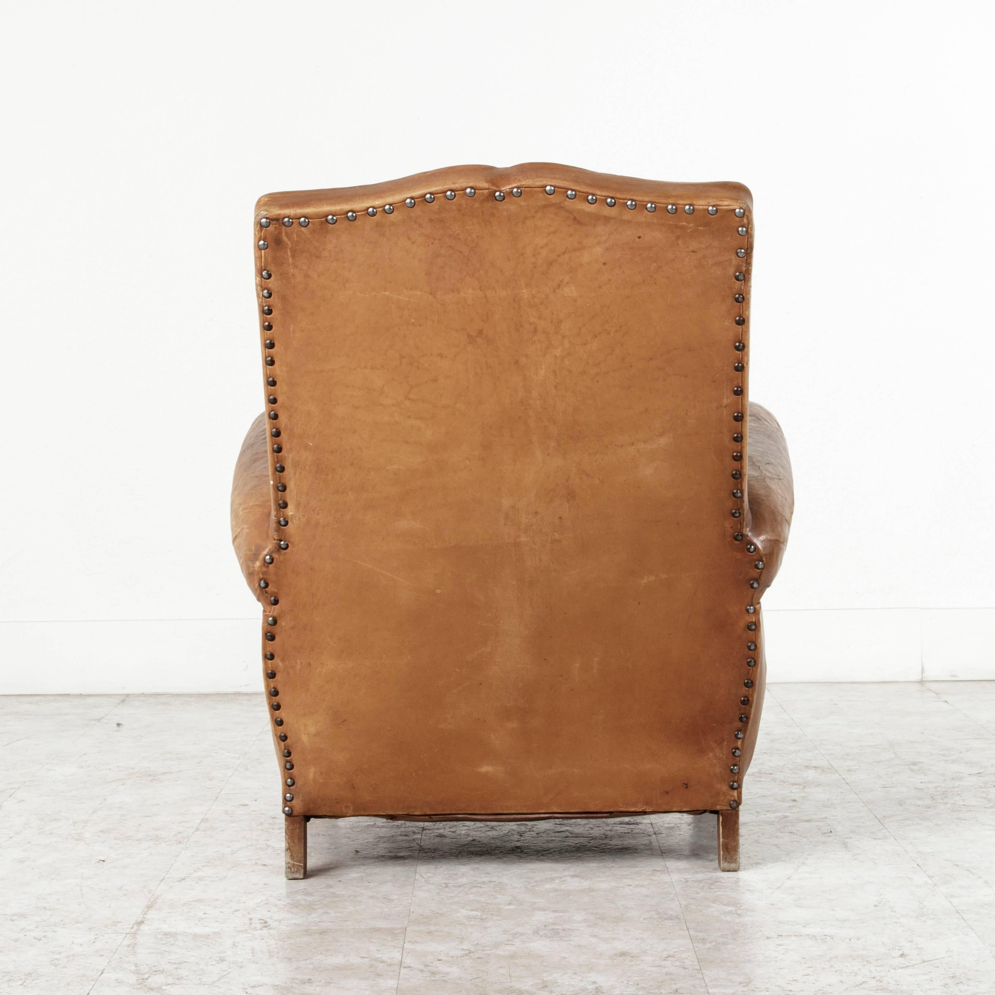 Art Deco Era French Moustache Back Leather Club Chairs 1