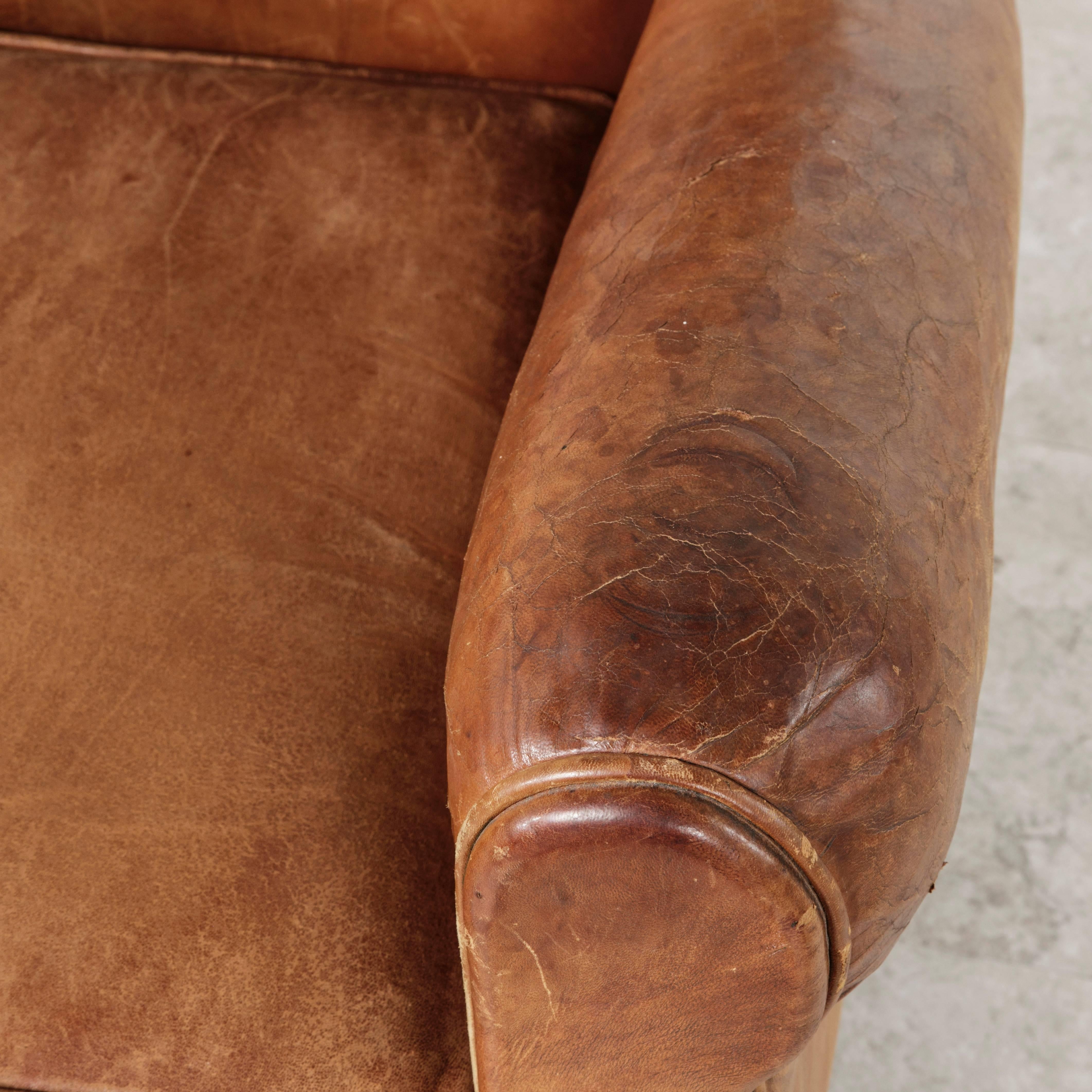 Art Deco Era French Moustache Back Leather Club Chairs 5