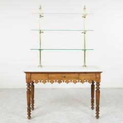 Antique Marble-Top Pastry Table with Bronze Display Shelves from Paris Shop