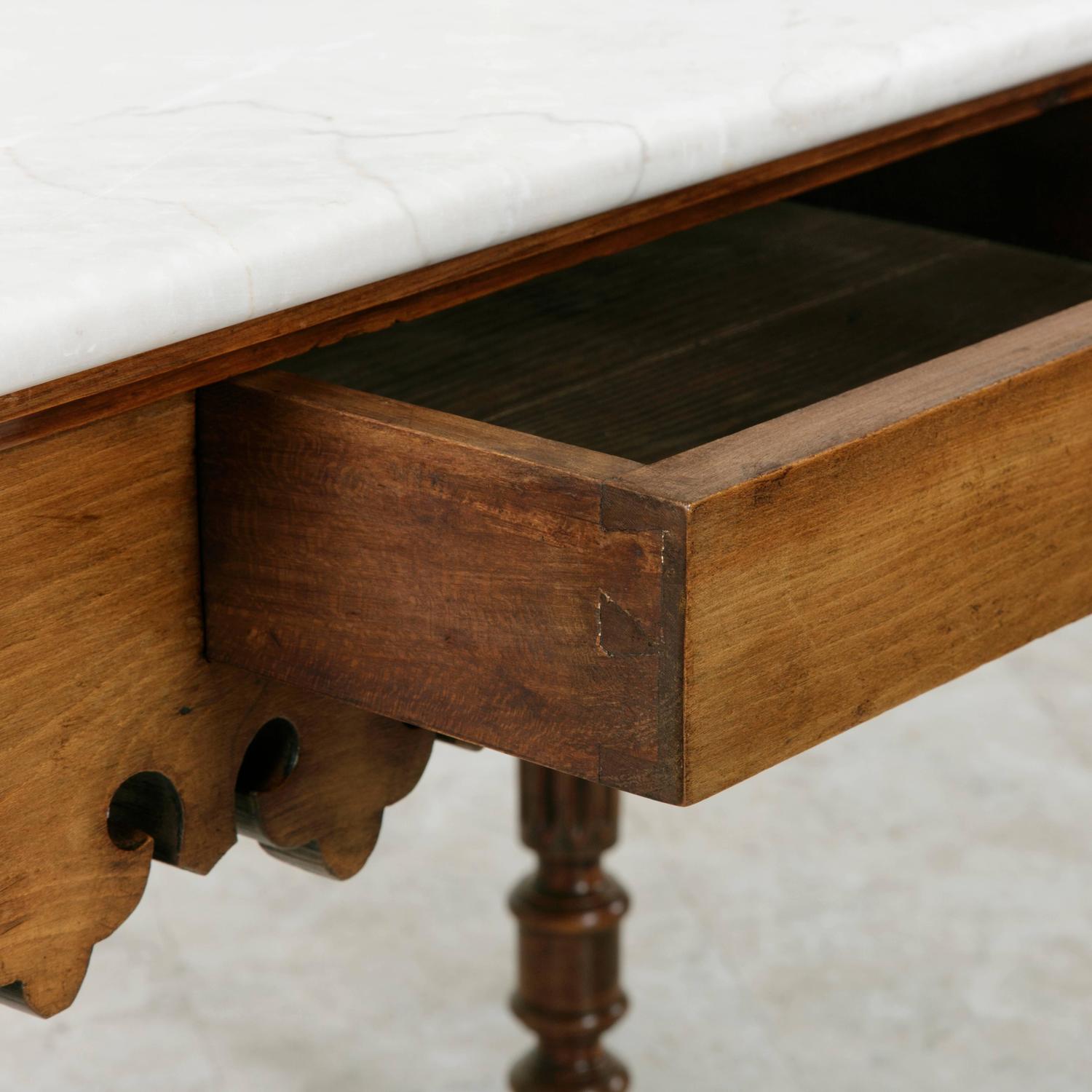 Antique MarbleTop Pastry Table with Bronze Display Shelves from Paris