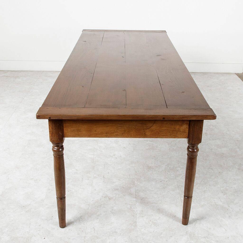 Long Ten-Seat Antique French Farm Table of Solid Hand Pegged Oak from Normandy 1