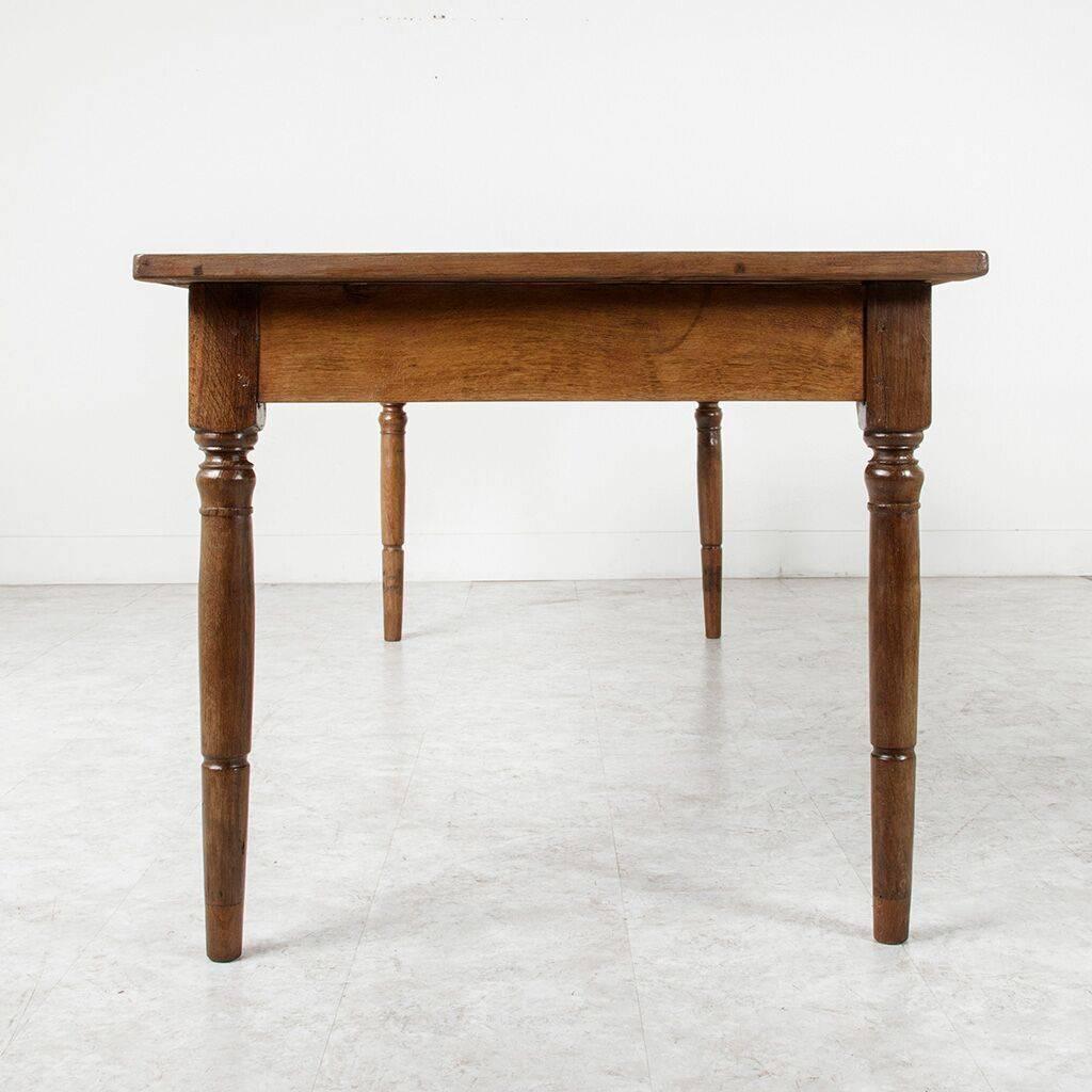 Long Ten-Seat Antique French Farm Table of Solid Hand Pegged Oak from Normandy 2
