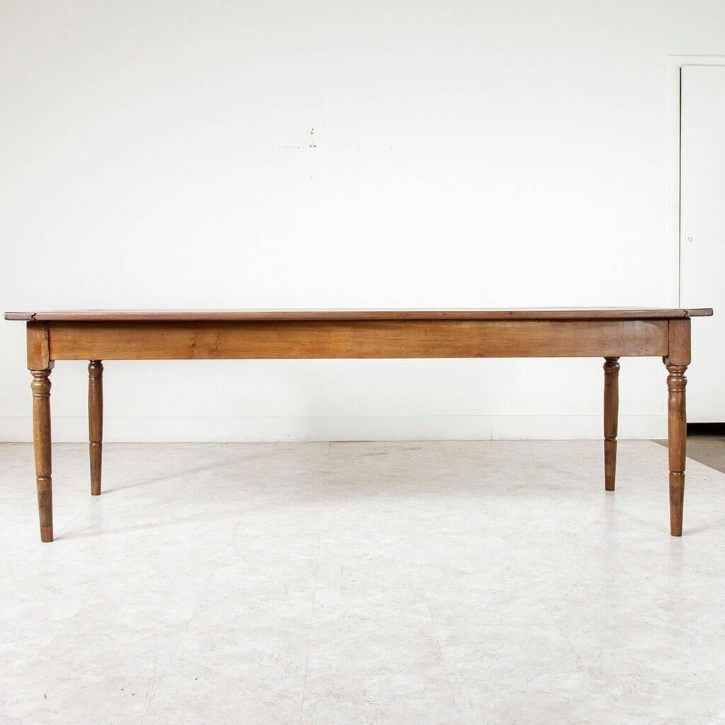 Long Ten-Seat Antique French Farm Table of Solid Hand Pegged Oak from Normandy 3