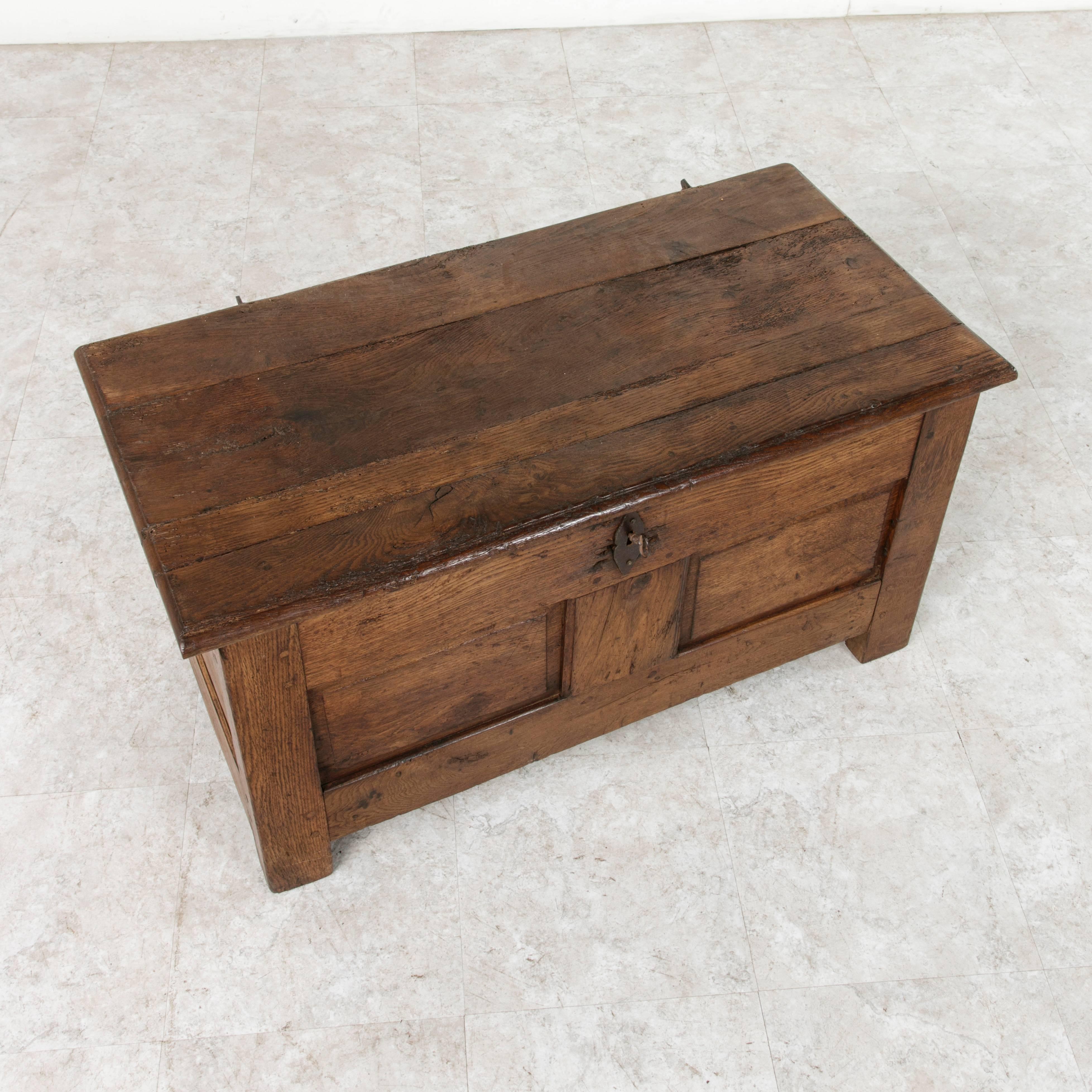 Rustic French 19th Century Oak Coffer or Bench from Normandy