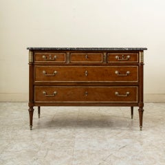 Late 18th Century French Louis XVI Period Mahogany Chest, Saint Anne Marble Top