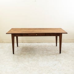 Table de salle à manger française en merisier de la fin du XIXe siècle, table de réfectoire originaire de Normandie