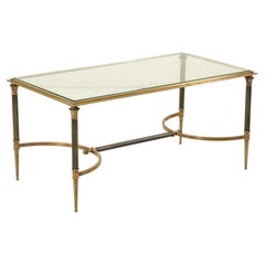 Mid-20th Century French Maison Jansen Brass, Steel and Glass Coffee Table