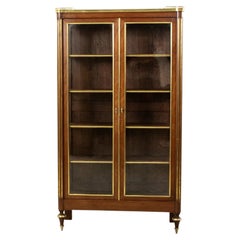 Mid 19th Century French Louis XVI Style Mahogany Vitrine with Bronze and Marble
