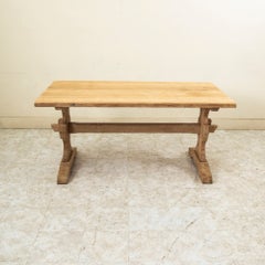 Early 20th Century French Bleached Oak Monastery Table, Dining Table, Trestle