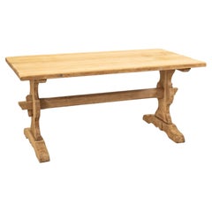 Early 20th Century French Bleached Oak Monastery Table, Dining Table, Trestle