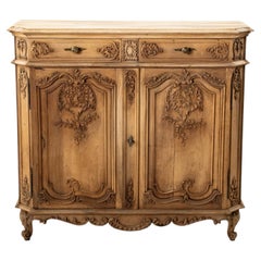 Early 20th Century French Regency Style Hand Carved Bleached Walnut Buffet
