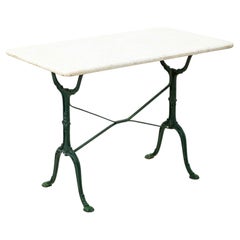 Early 20th Century French Painted Cast Iron and Marble Bistro Table