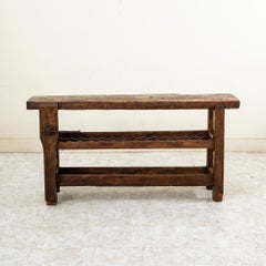 Early 20th Century French Oak Workbench, Console, Sofa Table, Wine Rack, Dry Bar