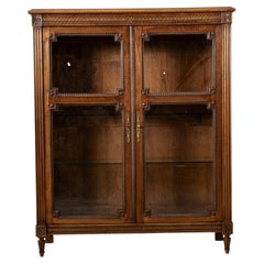 Late 19th Century French Louis XVI Style Hand Carved Ash Vitrine, Bookcase