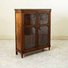 Late 19th Century French Louis XVI Style Hand Carved Ash Vitrine, Bookcase
