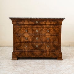 Mid-19th Century French Louis Philippe Period Burl Walnut Commode, Chest