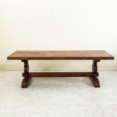 Early 20th Century French Oak Monastery Table, Dining Table, Farm Table, Trestle